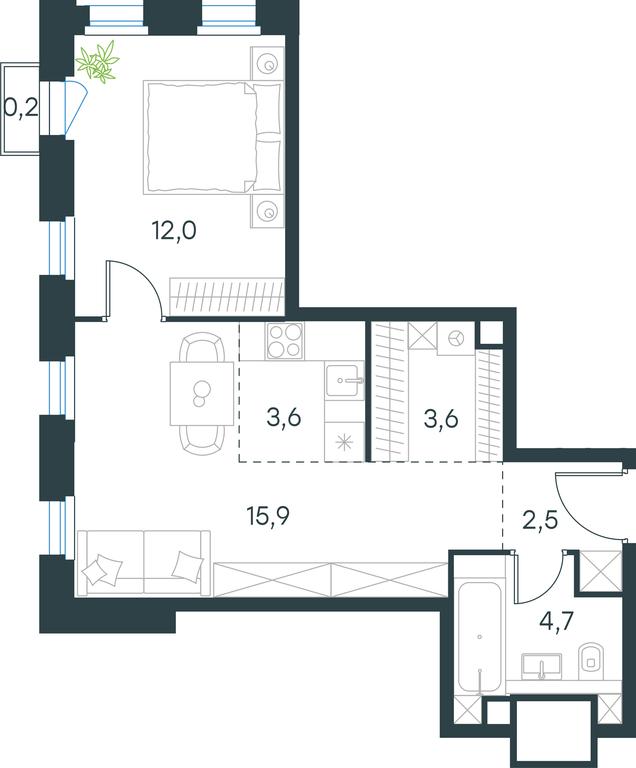 1-BD Apartment Sale, 42.5平方米 at Level Seligerskaya 2, Ilmenskiy Drive, 8Ас1, Moscow, Russia #1 1-BD Apartment Sale, 42.5平方米 at Level Seligerskaya 2, Ilmenskiy Drive, 8Ас1, Moscow, Russia #1