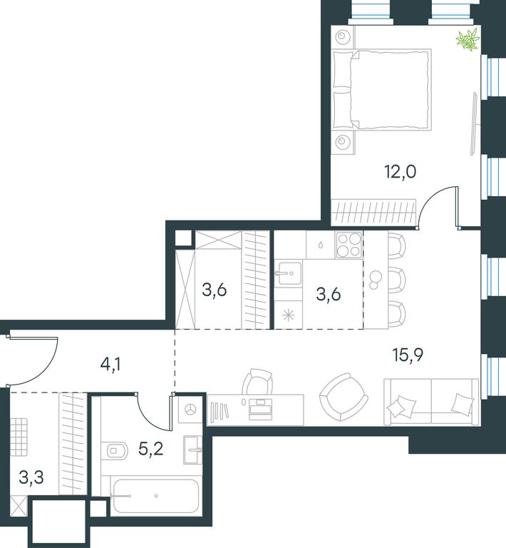 1-BD Apartment Sale, 47.7平方米 at Level Seligerskaya 2, Ilmenskiy Drive, 8Ас1, Moscow, Russia #1 1-BD Apartment Sale, 47.7平方米 at Level Seligerskaya 2, Ilmenskiy Drive, 8Ас1, Moscow, Russia #1