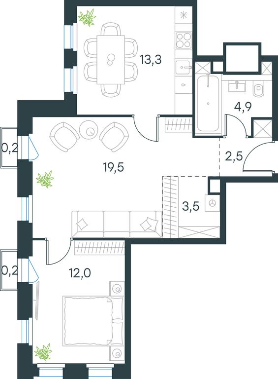 1-BD Apartment Sale, 56.1 sq. m. at Level Seligerskaya 2, Ilmenskiy Drive, 8Ас1, Moscow, Russia #1