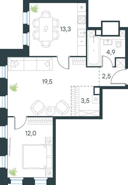 1-BD Apartment Sale, 55.7平方米 at Level Seligerskaya 2, Ilmenskiy Drive, 8Ас1, Moscow, Russia #1 1-BD Apartment Sale, 55.7平方米 at Level Seligerskaya 2, Ilmenskiy Drive, 8Ас1, Moscow, Russia #1