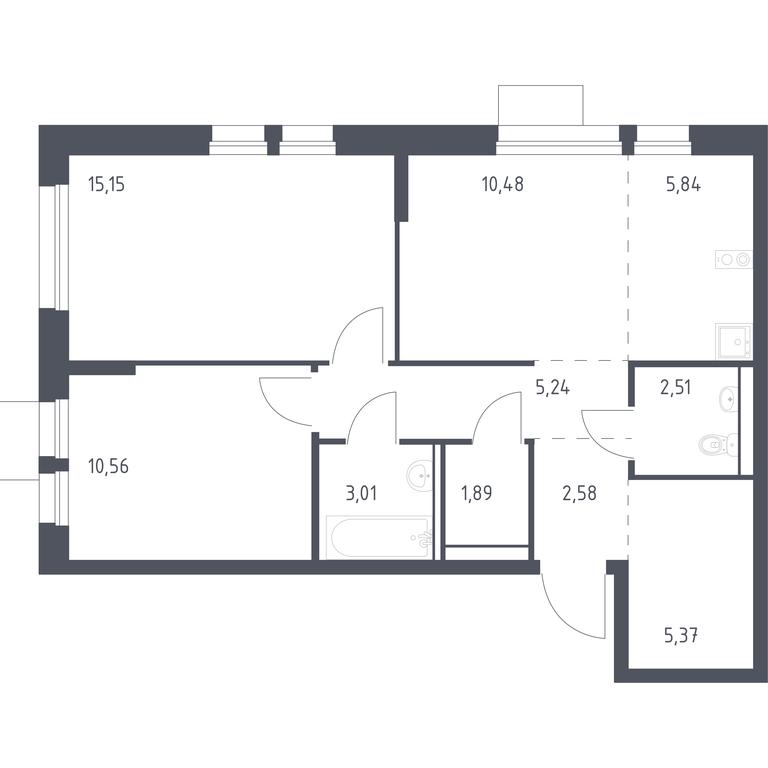1-BD Apartment Sale, 62.4平方米 at Kvartal Aviatorov, ulitsa Koldunova, Aviatorov Microdistrict, Balashikha, Moscow Region, Russia #1 1-BD Apartment Sale, 62.4平方米 at Kvartal Aviatorov, ulitsa Koldunova, Aviatorov Microdistrict, Balashikha, Moscow Region, Russia #1