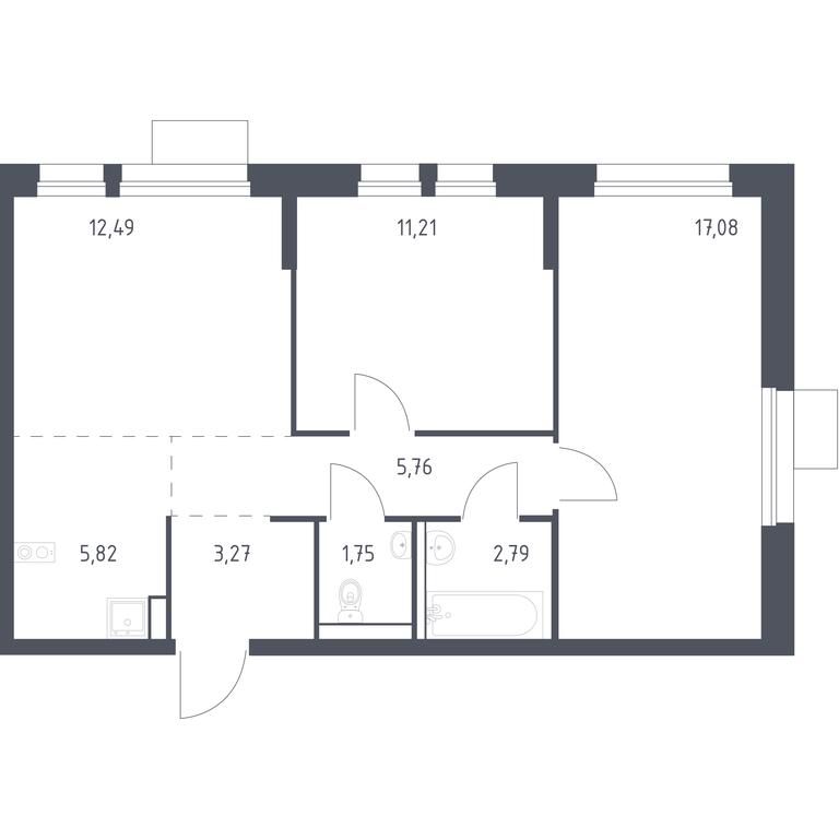 1-BD Apartment Sale, 59.7平方米 at Kvartal Aviatorov, ulitsa Koldunova, Aviatorov Microdistrict, Balashikha, Moscow Region, Russia #1