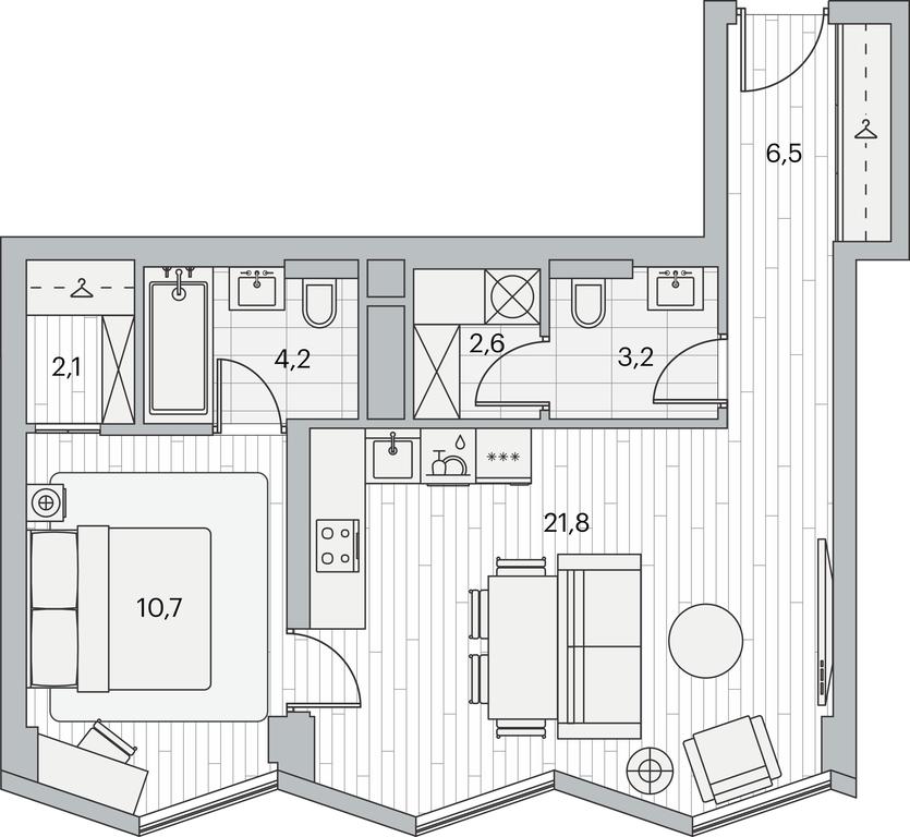 1-BD Apartment Sale, 51.8 sq. m. at Beregovoy, Beregovoy Drive, 2, Moscow, Russia #1 1-BD Apartment Sale, 51.8 sq. m. at Beregovoy, Beregovoy Drive, 2, Moscow, Russia #1