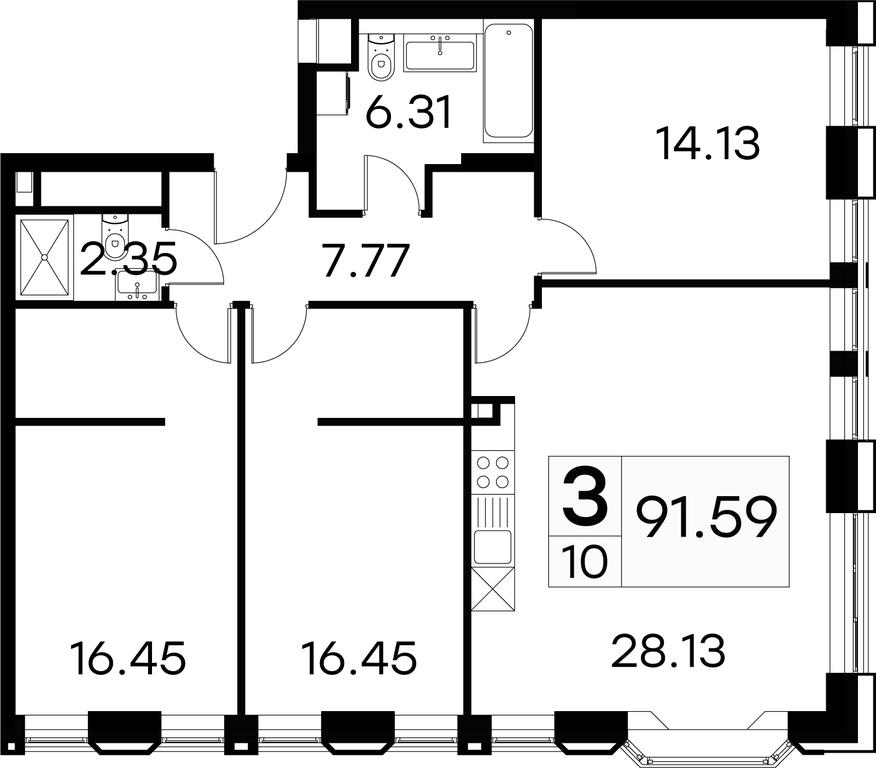 3-BD Apartment Sale, 90.4 sq. m. at Aura Belorusskaya, 1st Yamskogo Polya Street, 28с3, Moscow, Russia #1