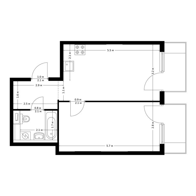 1-BD Apartment Sale, 43.3 sq. m. at Bolshaya Akademicheskaya 85, 3rd Nizhnelikhoborsky Drive, 1с16, Moscow, Russia #1