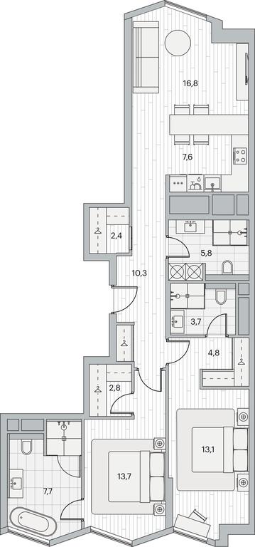 2-BD Apartment Sale, 91.3平方米 at Beregovoy, Beregovoy Drive, 2, Moscow, Russia #1 2-BD Apartment Sale, 91.3平方米 at Beregovoy, Beregovoy Drive, 2, Moscow, Russia #1