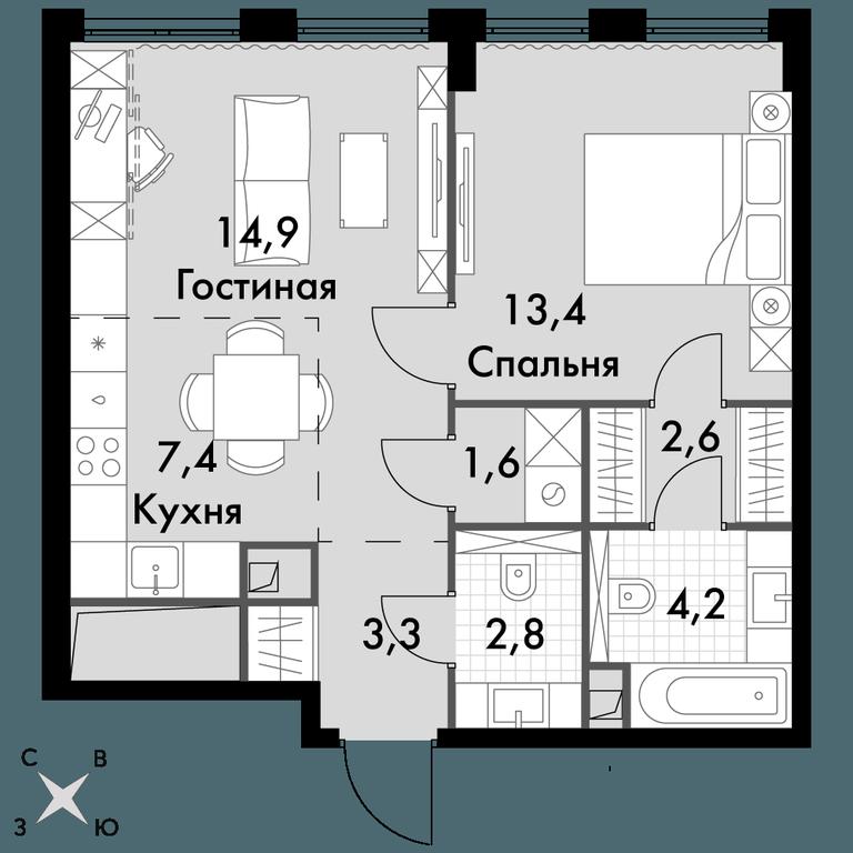 2-BD Apartment Sale, 50.2 sq. m. at Sydney City, Shenogina Street, 2, Moscow, Russia #1 2-BD Apartment Sale, 50.2 sq. m. at Sydney City, Shenogina Street, 2, Moscow, Russia #1