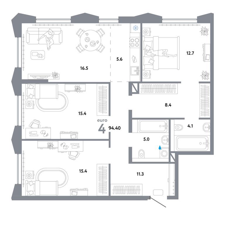 3-BD Apartment Sale, 90.8平方米 at Strana.Ozernaya, Ozyornaya Street, 42с7, Moscow, Russia #1 3-BD Apartment Sale, 90.8平方米 at Strana.Ozernaya, Ozyornaya Street, 42с7, Moscow, Russia #1
