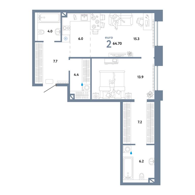 1-BD Apartment Sale, 65 sq. m. at Strana.Ozernaya, Ozyornaya Street, 42с7, Moscow, Russia #1