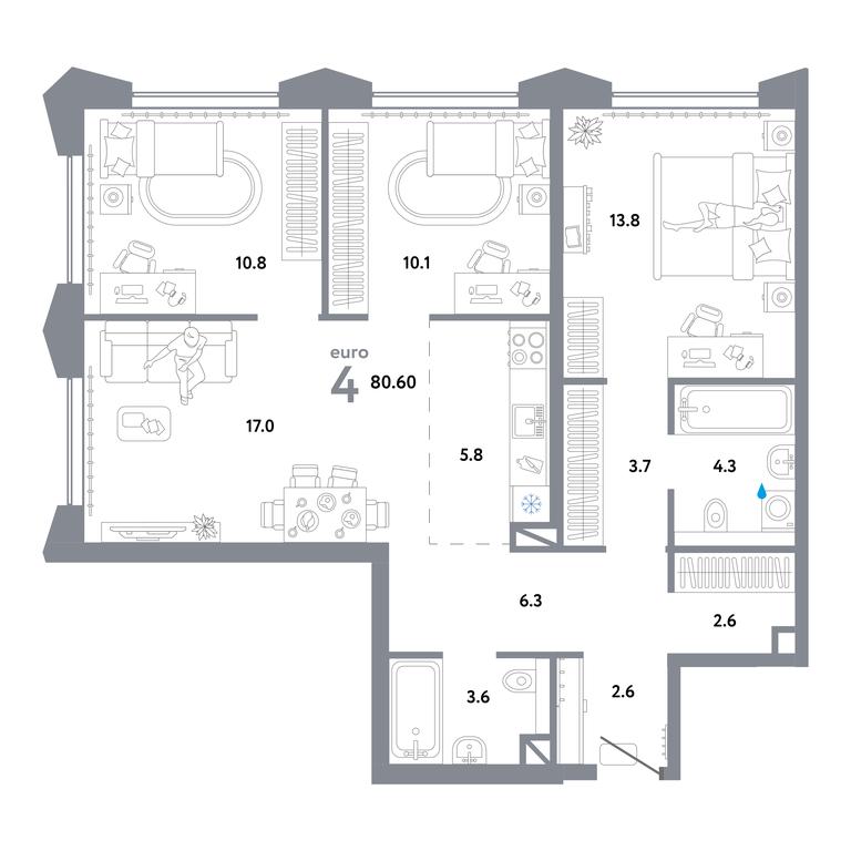 3-BD Apartment Sale, 81.9平方米 at Strana.Ozernaya, Ozyornaya Street, 42с7, Moscow, Russia #1 3-BD Apartment Sale, 81.9平方米 at Strana.Ozernaya, Ozyornaya Street, 42с7, Moscow, Russia #1