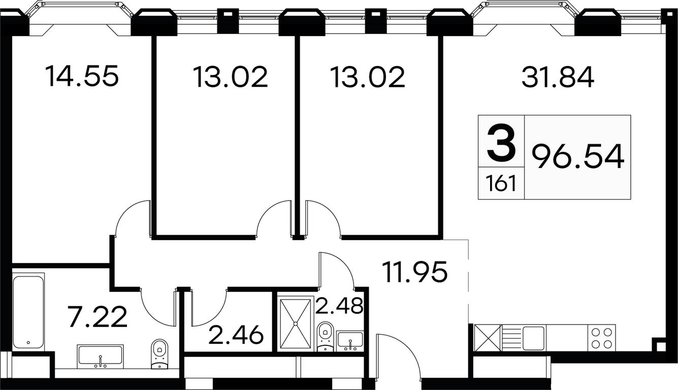 3-BD Apartment Sale, 97 sq. m. at Aura Belorusskaya, 1st Yamskogo Polya Street, 28с3, Moscow, Russia #1