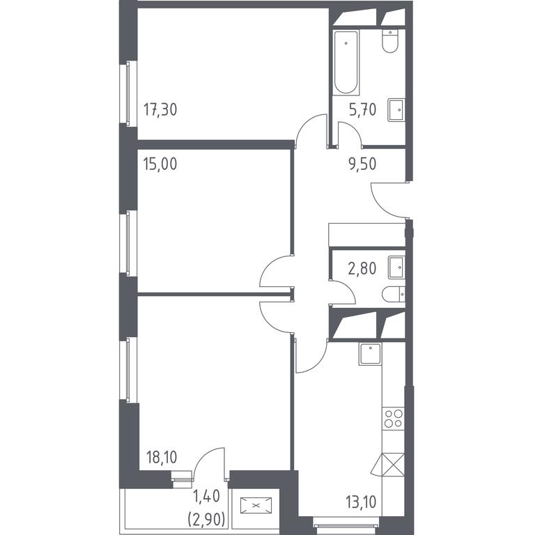 2-BD Apartment Sale, 82.9 sq. m. at Sputnik, Lipovoy Roschi Street, 1к4, derevnya Razdory, Odintsovskiy City District, Moscow Region, Russia #2 2-BD Apartment Sale, 82.9 sq. m. at Sputnik, Lipovoy Roschi Street, 1к4, derevnya Razdory, Odintsovskiy City District, Moscow Region, Russia #2