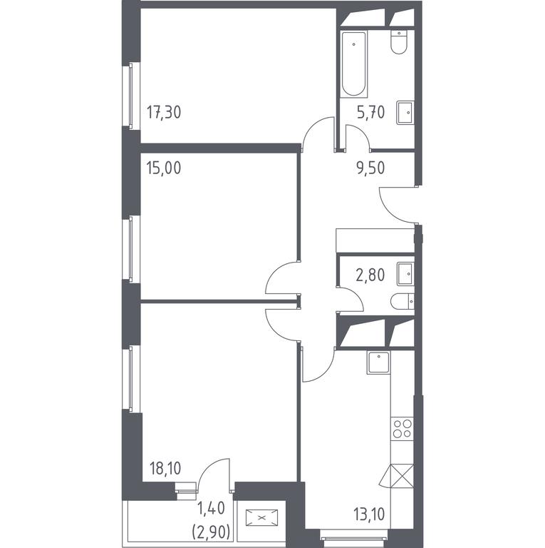2-BD Apartment Sale, 82.9 sq. m. at Sputnik, Lipovoy Roschi Street, 1к4, derevnya Razdory, Odintsovskiy City District, Moscow Region, Russia #1 2-BD Apartment Sale, 82.9 sq. m. at Sputnik, Lipovoy Roschi Street, 1к4, derevnya Razdory, Odintsovskiy City District, Moscow Region, Russia #1