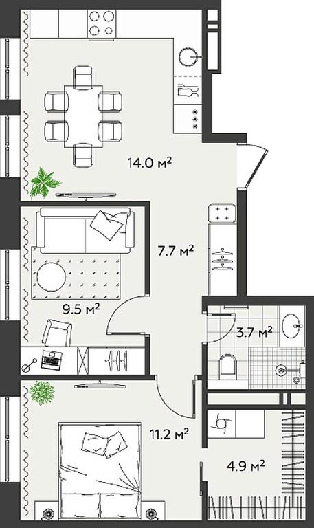 1-BD Apartment Sale, 51 sq. m. at Eko Bunino, prospekt Kuprina, 34к1, Sosenskoye Settlement, Moscow, Russia #2 1-BD Apartment Sale, 51 sq. m. at Eko Bunino, prospekt Kuprina, 34к1, Sosenskoye Settlement, Moscow, Russia #2