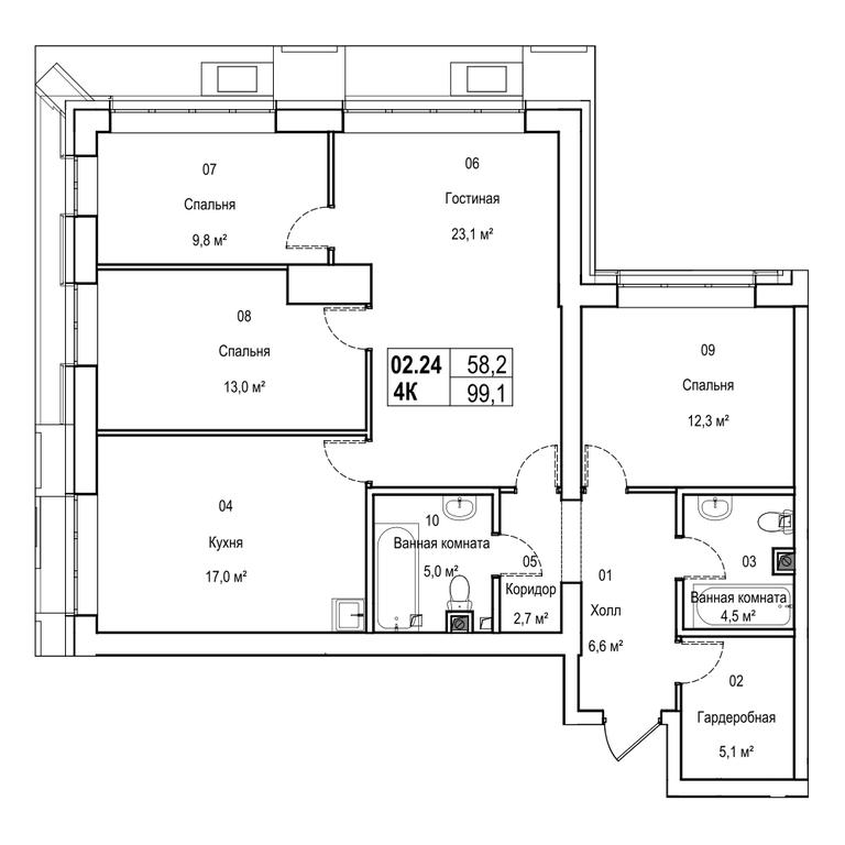 4-BD Apartment Sale, 100.4 sq. m. at Silver, Serebryakova Drive, 11к1, Moscow, Russia #1 4-BD Apartment Sale, 100.4 sq. m. at Silver, Serebryakova Drive, 11к1, Moscow, Russia #1