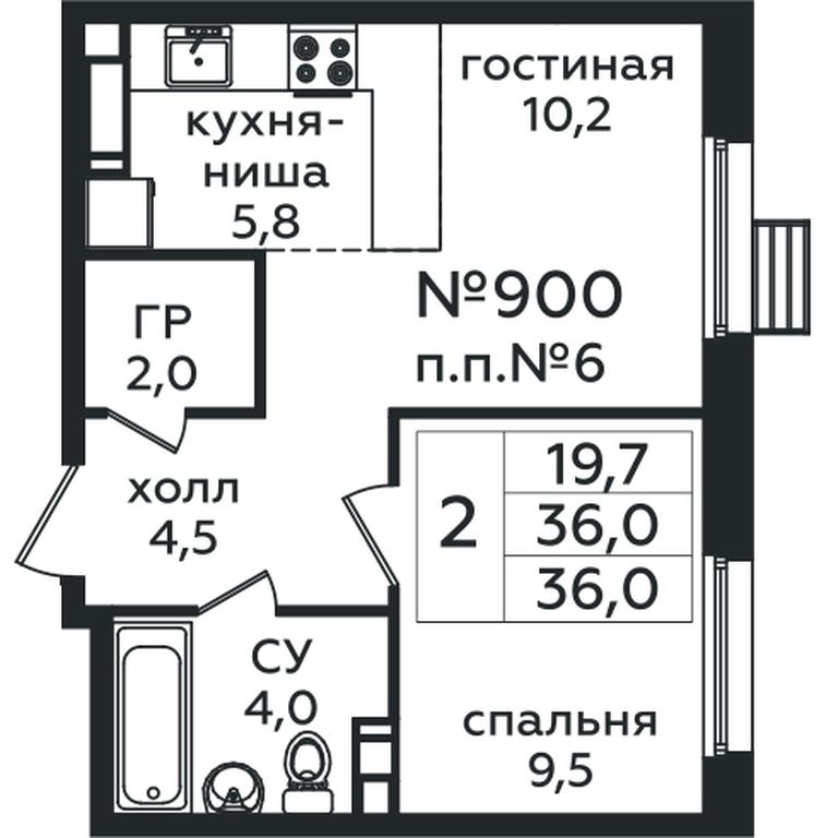 1-BD Apartment Sale, 36 sq. m. at Eko Bunino, prospekt Kuprina, 34к1, Sosenskoye Settlement, Moscow, Russia #1
