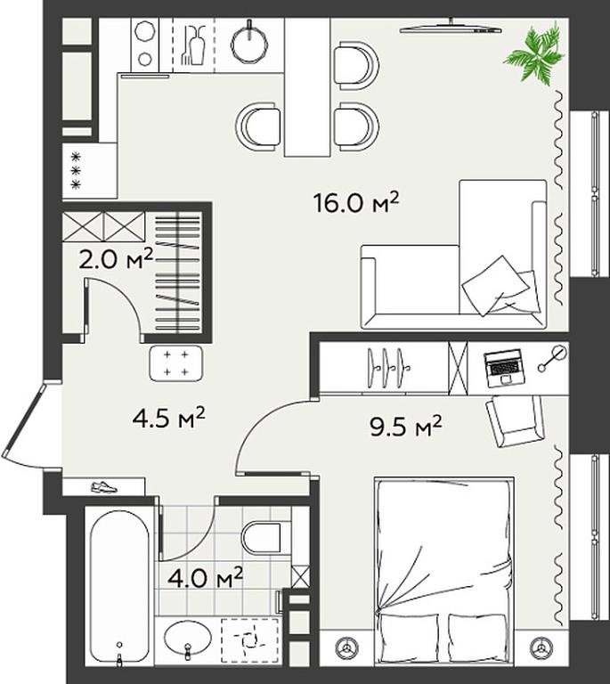 1-BD Apartment Sale, 36 sq. m. at Eko Bunino, prospekt Kuprina, 34к1, Sosenskoye Settlement, Moscow, Russia #2