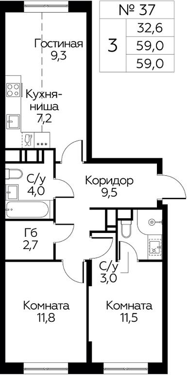 2-BD Apartment Sale, 59平方米 at Tsvetochnye Poliany, kvartal № 23, Filimonkovskoye Municipal Formation, Moscow, Russia #1 2-BD Apartment Sale, 59平方米 at Tsvetochnye Poliany, kvartal № 23, Filimonkovskoye Municipal Formation, Moscow, Russia #1