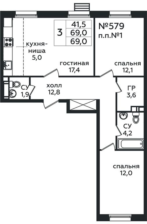 2-BD Apartment Sale, 69平方米 at Eko Bunino, prospekt Kuprina, 34к1, Sosenskoye Settlement, Moscow, Russia #1 2-BD Apartment Sale, 69平方米 at Eko Bunino, prospekt Kuprina, 34к1, Sosenskoye Settlement, Moscow, Russia #1