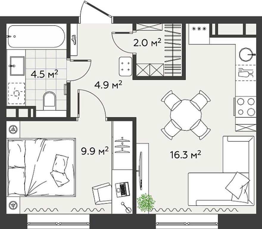 1-BD Apartment Sale, 37.6 sq. m. at Eko Bunino, prospekt Kuprina, 34к1, Sosenskoye Settlement, Moscow, Russia #2