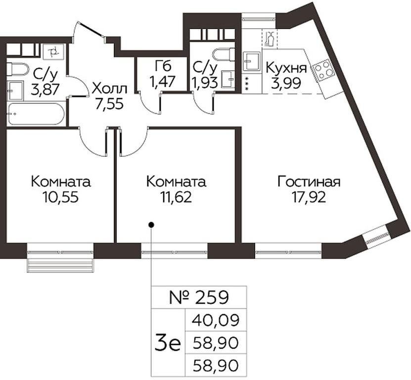 2-BD Apartment Sale, 58.9 sq. m. at Kvartal Rumyantsevo, ulitsa Admirala Kornilova, с1, Mosrentgen Settlement, Moscow, Russia #1 2-BD Apartment Sale, 58.9 sq. m. at Kvartal Rumyantsevo, ulitsa Admirala Kornilova, с1, Mosrentgen Settlement, Moscow, Russia #1