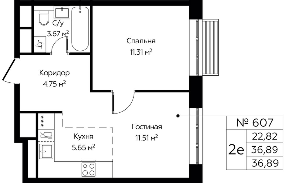 1-BD Apartment Sale, 36.89 sq. m. at Novograd Pavlino, Kosinskoye shosse, 2, Novoye Pavlino Microdistrict, Balashikha, Moscow Region, Russia #1