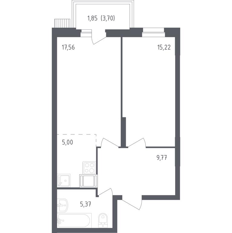 Apartment Sale, 54.3 sq. m. at Egorovo Park, 1-y kvartal, posyolok Zhilino-1, Lubertsy City District, Moscow Region, Russia #1