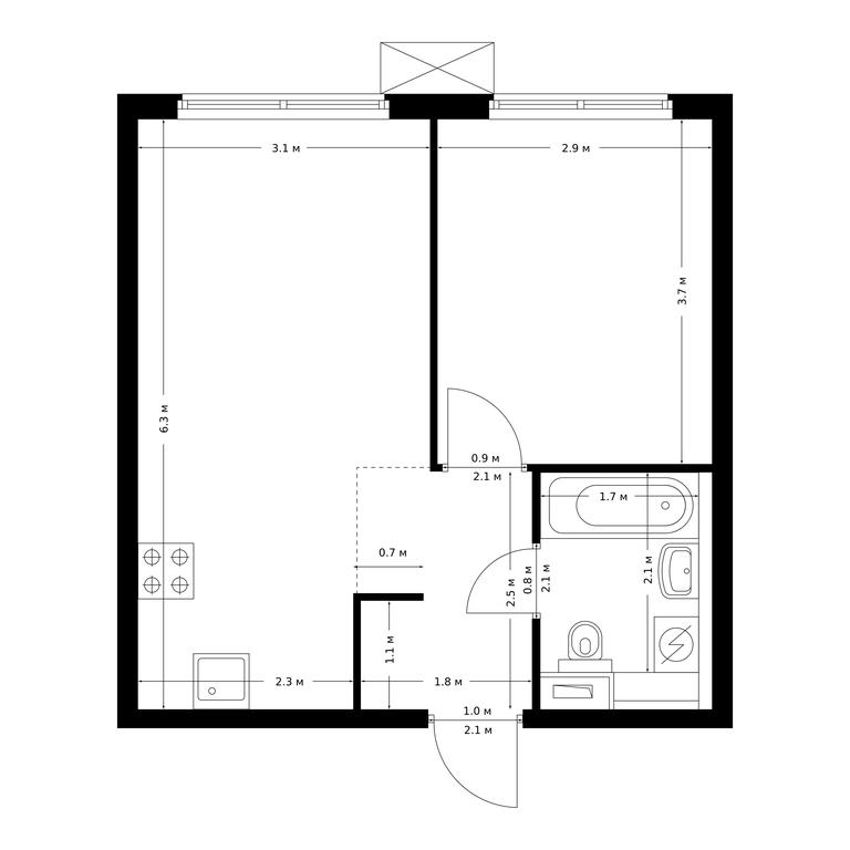 1-BD Apartment Sale, 36.3 sq. m. at Bolshaya Akademicheskaya 85, 3rd Nizhnelikhoborsky Drive, 1с16, Moscow, Russia #1