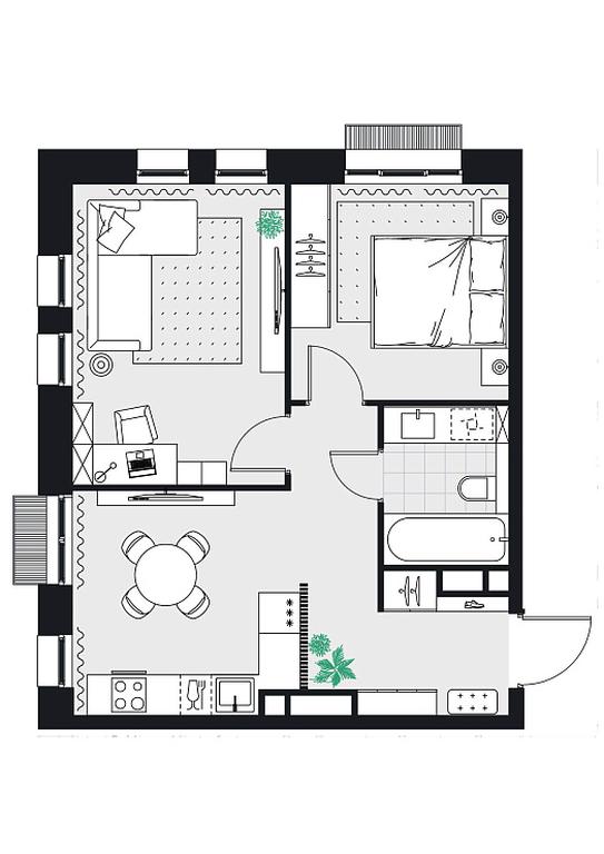 1-BD Apartment Sale, 47.8 sq. m. at Kvartal na Vode, Shosseynaya Street, 90с42, Moscow, Russia #2