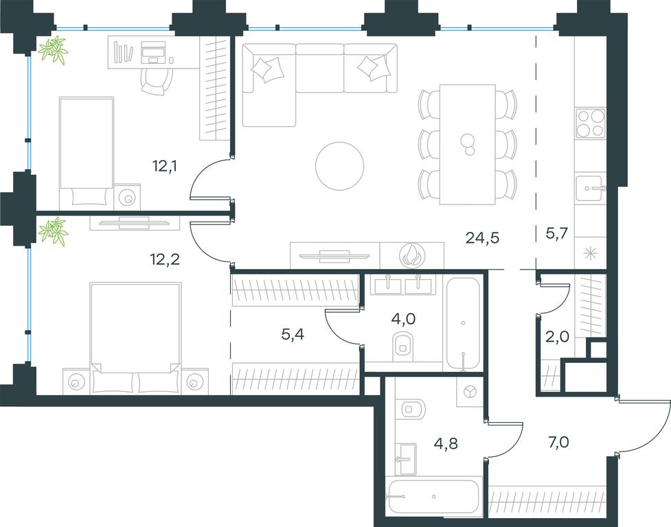 2-BD Apartment Sale, 77.7平方米 at Level Baumanskaya, Bolshaya Pochtovaya Street, 18, Moscow, Russia #1 2-BD Apartment Sale, 77.7平方米 at Level Baumanskaya, Bolshaya Pochtovaya Street, 18, Moscow, Russia #1