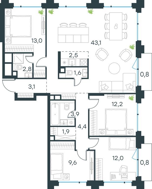 Продажа 4-комн. квартиры, 111,7 м² в ЖК «Левел Бауманская (Level Бауманская)», Большая Почтовая улица, 18, Москва, Россия #1 Продажа 4-комн. квартиры, 111,7 м² в ЖК «Левел Бауманская (Level Бауманская)», Большая Почтовая улица, 18, Москва, Россия #1