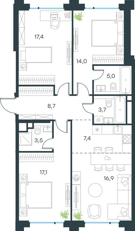 3-BD Apartment Sale, 93.7 sq. m. at Level Baumanskaya, Bolshaya Pochtovaya Street, 18, Moscow, Russia #2 3-BD Apartment Sale, 93.7 sq. m. at Level Baumanskaya, Bolshaya Pochtovaya Street, 18, Moscow, Russia #2