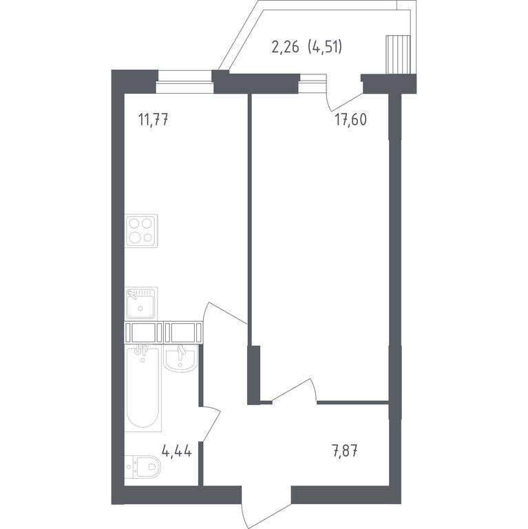 Apartment Sale, 43.94 sq. m. at Egorovo Park, 1-y kvartal, posyolok Zhilino-1, Lubertsy City District, Moscow Region, Russia #1