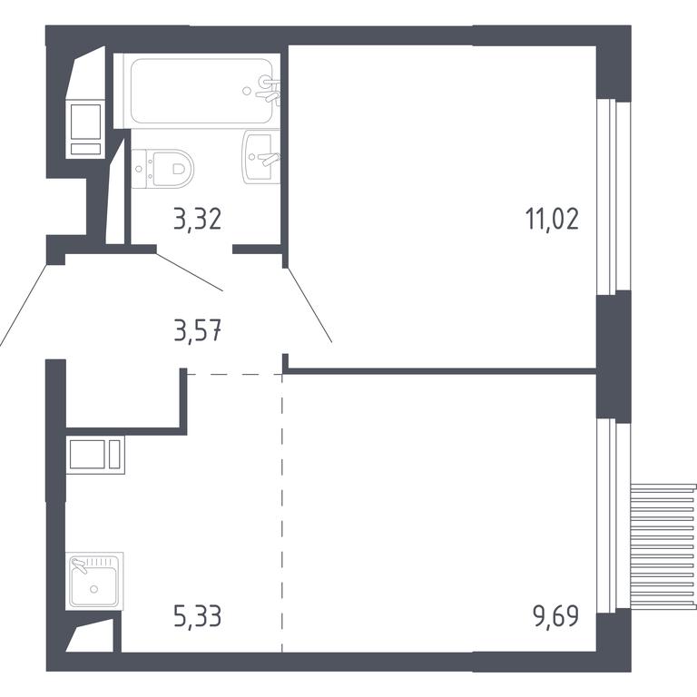 Продажа 1-комн. квартиры, 33,35 м² в ЖК «Мытищи Парк», Силикатная улица, 41к3, Мытищи, Московская область, Россия #1