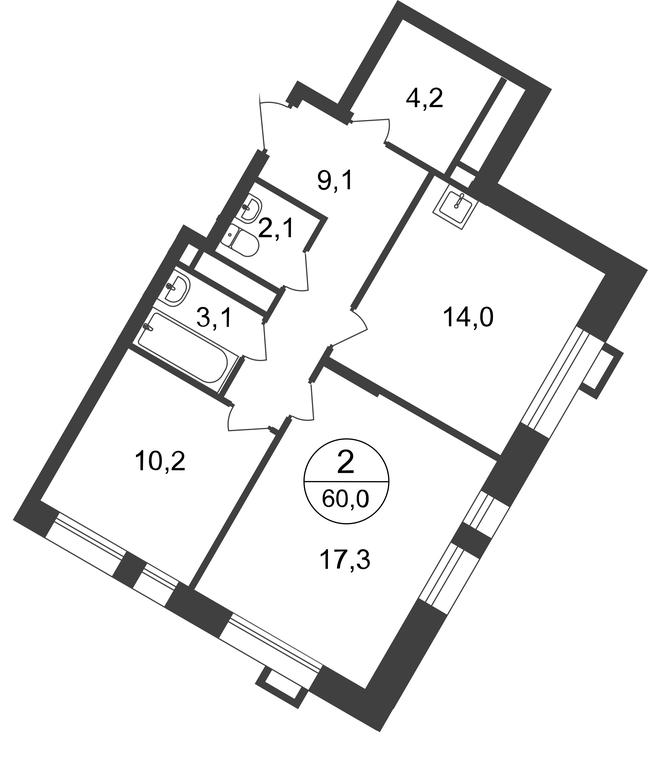 2-BD Apartment Sale, 60 sq. m. at Pervyi Moskovskiy, ulitsa Bianki, 1, Moskovskiy, Moscow, Russia #2