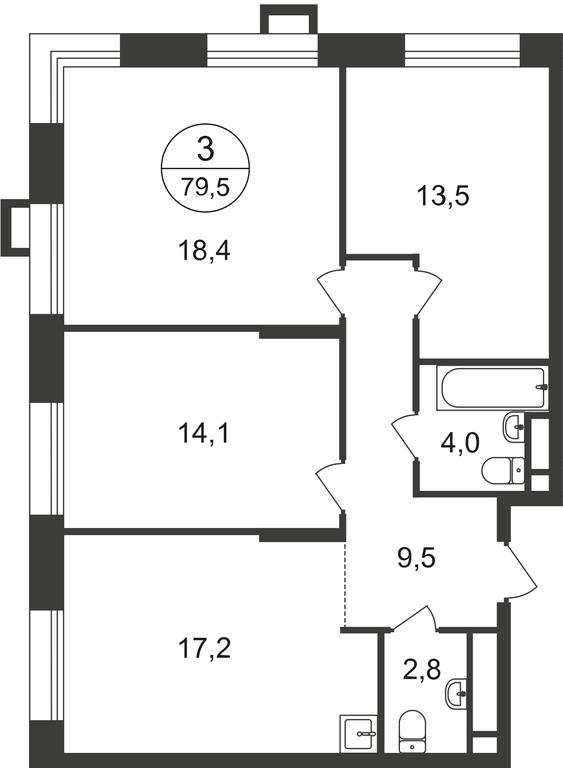 3-BD Apartment Sale, 79.5 sq. m. at Pervyi Moskovskiy, ulitsa Bianki, 1, Moskovskiy, Moscow, Russia #2 3-BD Apartment Sale, 79.5 sq. m. at Pervyi Moskovskiy, ulitsa Bianki, 1, Moskovskiy, Moscow, Russia #2