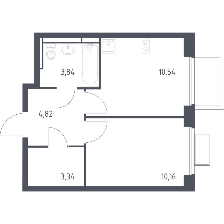 Apartment Sale, 32.7 sq. m. at Novoe Vidnoe, Kalinovka Village, Leninskiy City District, Moscow Region, Russia #1