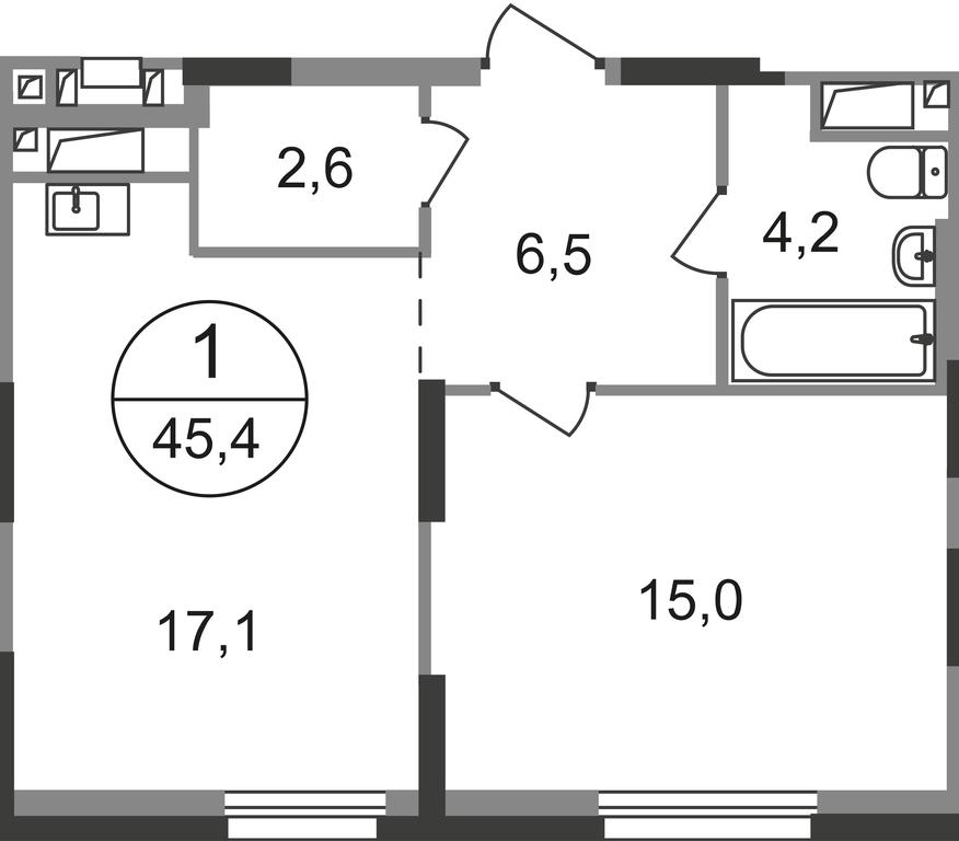Продажа квартиры, 45,4 м² в ЖК «Первый Московский», улица Бианки, 1, Московский, Москва, Россия #1