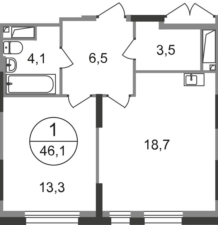 Apartment Sale, 46.1平方米 at Pervyi Moskovskiy, ulitsa Bianki, 1, Moskovskiy, Moscow, Russia #1