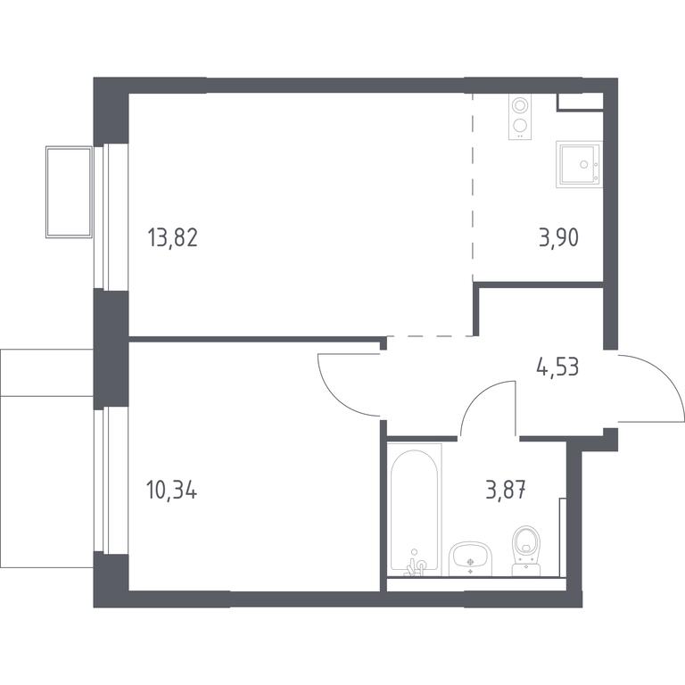 Apartment Sale, 36.46 sq. m. at Prigorod Lesnoe, Molodyozhny bulvar, 6, derevnya Misaylovo, Leninskiy City District, Moscow Region, Russia #1