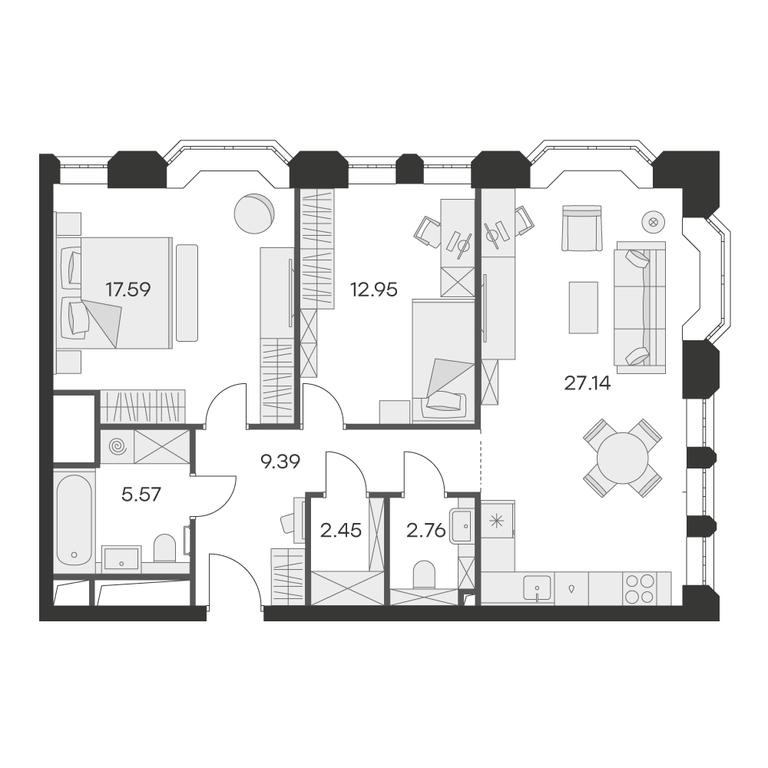 2-BD Apartment Sale, 77.7 sq. m. at Aura Belorusskaya, 1st Yamskogo Polya Street, 28с3, Moscow, Russia #2 2-BD Apartment Sale, 77.7 sq. m. at Aura Belorusskaya, 1st Yamskogo Polya Street, 28с3, Moscow, Russia #2