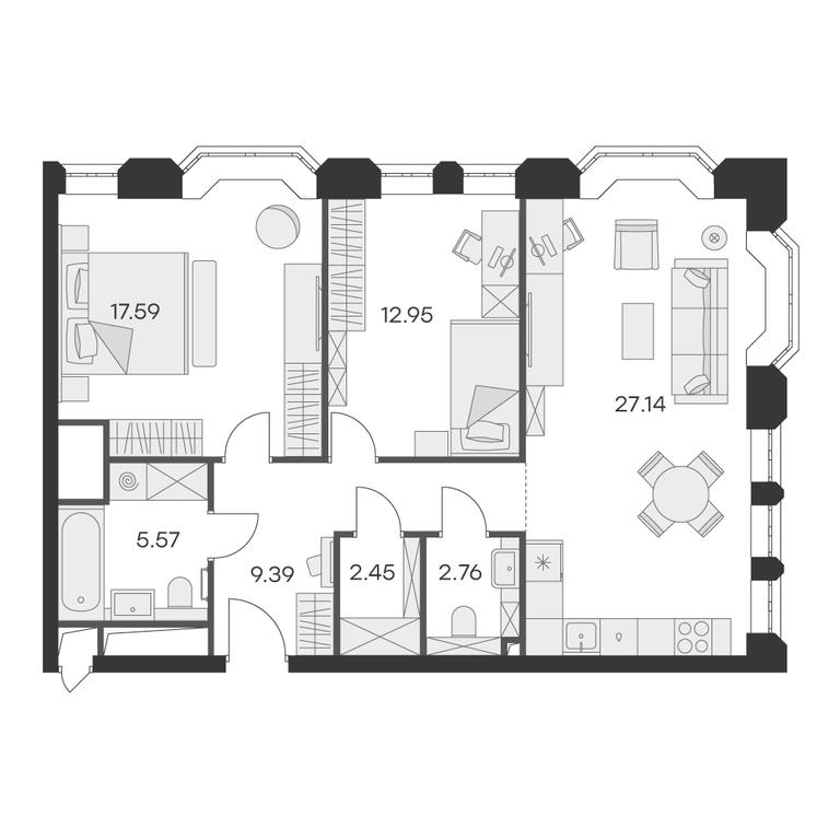 2-BD Apartment Sale, 79.2平方米 at Aura Belorusskaya, 1st Yamskogo Polya Street, 28с3, Moscow, Russia #2 2-BD Apartment Sale, 79.2平方米 at Aura Belorusskaya, 1st Yamskogo Polya Street, 28с3, Moscow, Russia #2