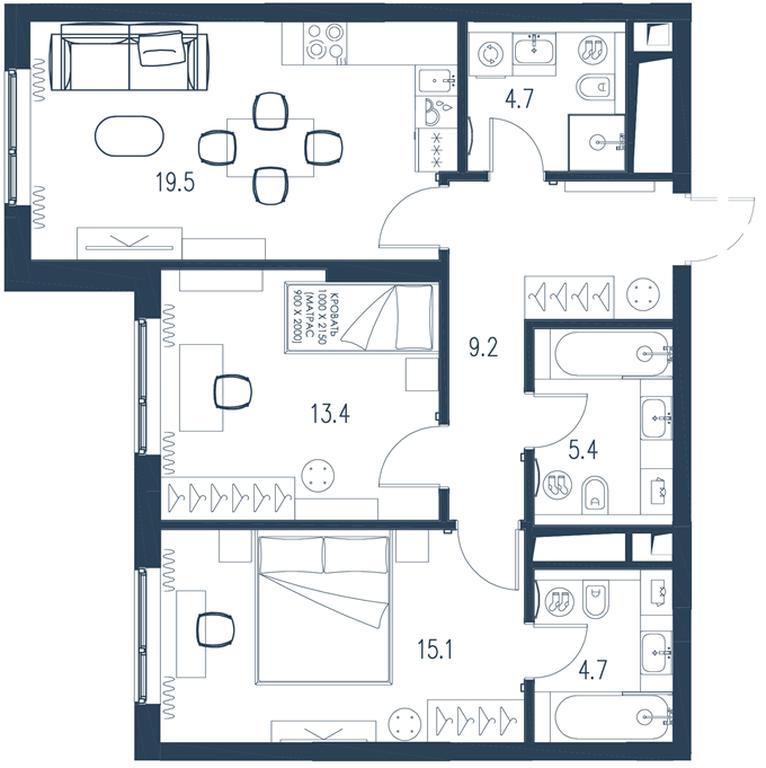 2-BD Apartment Sale, 72平方米 at Intonatsiya, Schukinskaya Street, 7/9с7, Moscow, Russia #1 2-BD Apartment Sale, 72平方米 at Intonatsiya, Schukinskaya Street, 7/9с7, Moscow, Russia #1