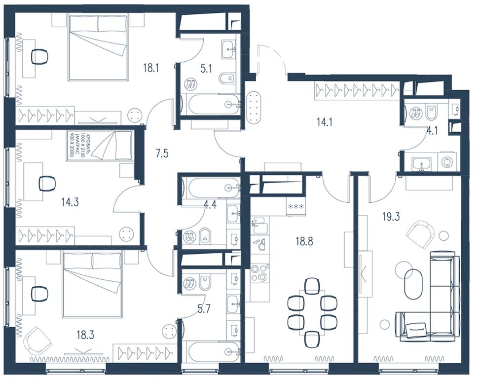 4-BD Apartment Sale, 129.2 sq. m. at Intonatsiya, Schukinskaya Street, 7/9с7, Moscow, Russia #1 4-BD Apartment Sale, 129.2 sq. m. at Intonatsiya, Schukinskaya Street, 7/9с7, Moscow, Russia #1