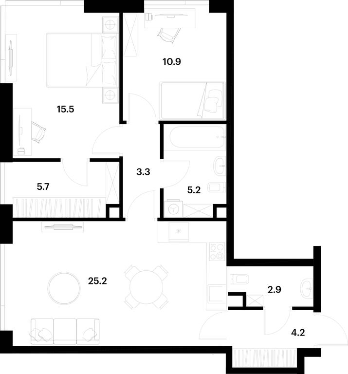 1-BD Apartment Sale, 72.9平方米 at Alia, Lyotnaya Street, 95Бк2, Moscow, Russia #1 1-BD Apartment Sale, 72.9平方米 at Alia, Lyotnaya Street, 95Бк2, Moscow, Russia #1