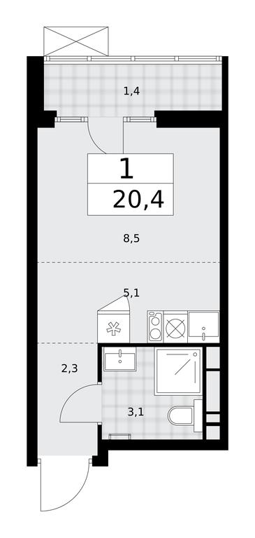 Apartment Sale, 20.4 sq. m. at Desnarechie, kvartal № 23, Desyonovskoye Settlement, Moscow, Russia #1 Apartment Sale, 20.4 sq. m. at Desnarechie, kvartal № 23, Desyonovskoye Settlement, Moscow, Russia #1