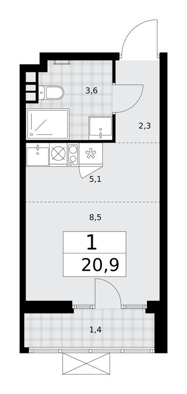 Apartment Sale, 20.9平方米 at Desnarechie, kvartal № 23, Desyonovskoye Settlement, Moscow, Russia #2