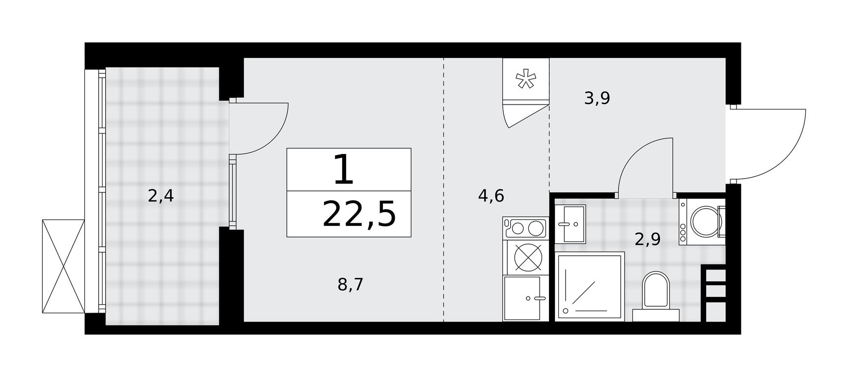 Apartment Sale, 22.5平方米 at Desnarechie, kvartal № 23, Desyonovskoye Settlement, Moscow, Russia #1