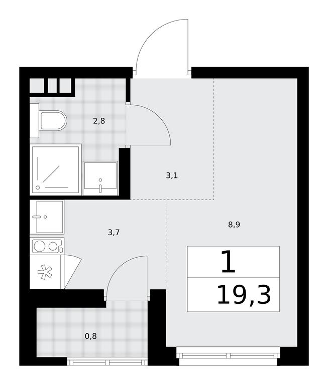 Apartment Sale, 19.3平方米 at Desnarechie, kvartal № 23, Desyonovskoye Settlement, Moscow, Russia #1