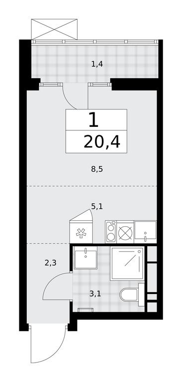 Apartment Sale, 20.4 sq. m. at Desnarechie, kvartal № 23, Desyonovskoye Settlement, Moscow, Russia #2 Apartment Sale, 20.4 sq. m. at Desnarechie, kvartal № 23, Desyonovskoye Settlement, Moscow, Russia #2